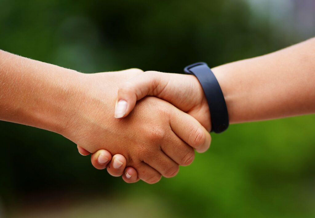 A closeup of a handshake